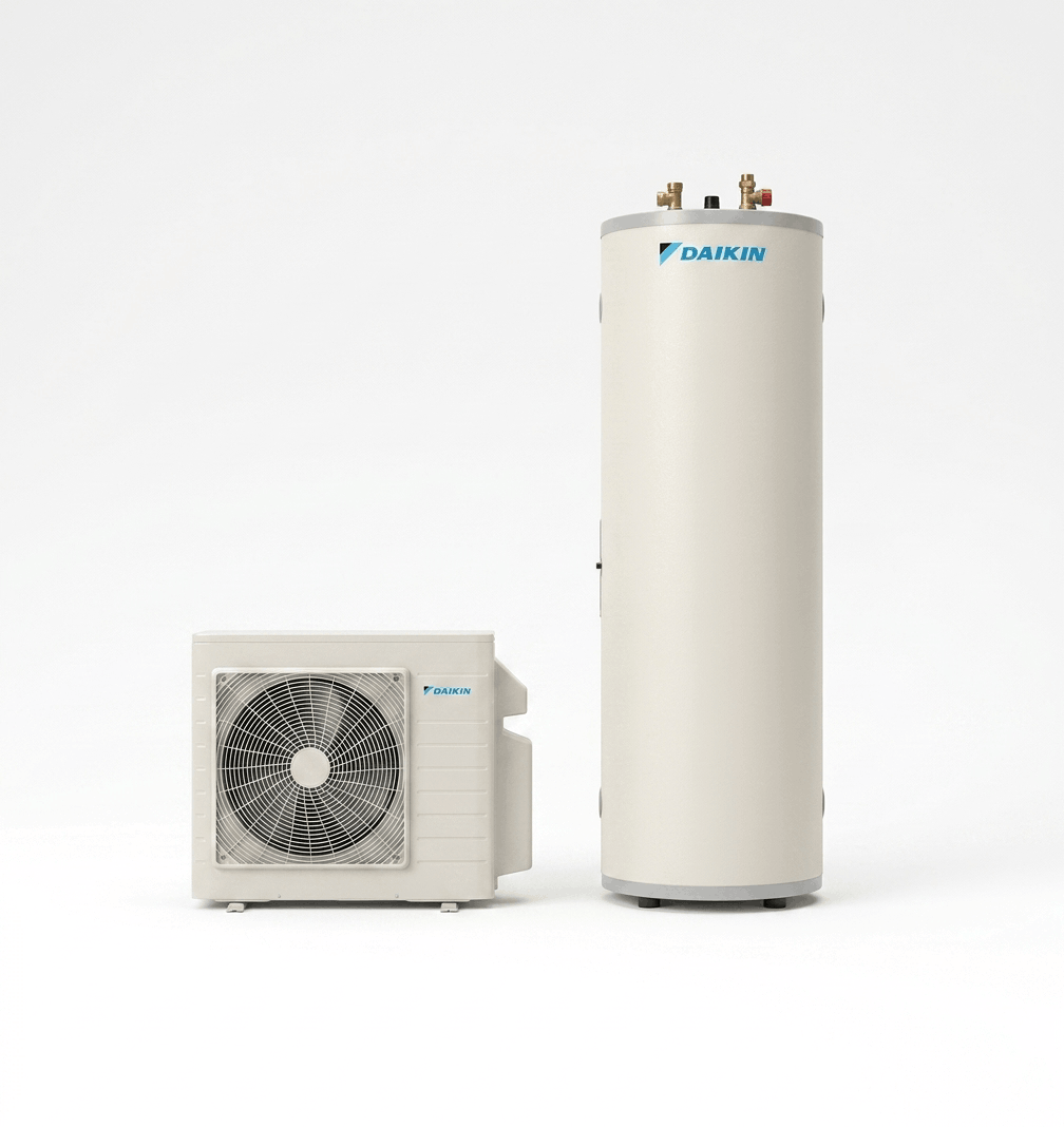 Máy bơm nhiệt Daikin CO2 chính hãng gồm dàn nóng RQWX60ZV1A và bình chứa TU32SSZA dung tích 315 Lít được cung cấp bởi Enviheat.